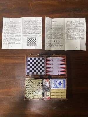 Gaming Set - Dominoes 5-in-1 Game Set Chess Checkers Cribbage Backgammon ,Cards - Image 1 of 4