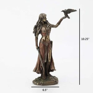 Morrigan The Celtic Goddess of Battle W/Crow & Sword Bronze Finish Statue  - Picture 1 of 8