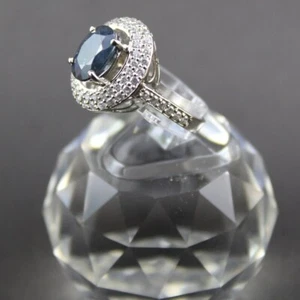 Natural African Deep Blue Sapphire Neelam 925 Silver Sterling Ring for Women - Picture 1 of 9