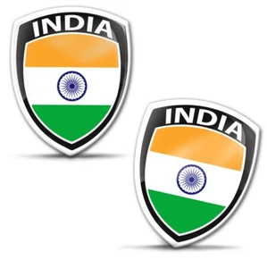 2 x 3D Auto Aufkleber Motorrad Fahrrad Helm Laptop Indische Flagge Indien Fahne - Bild 1 von 9