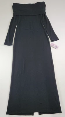 Wild Fable Black Ribbed Long Sleeve Off the Shoulder Slim Fit Dress Size M - Image 1 of 4