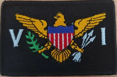 US Virgin Islands Flag Patch W/ Hook Adhesive Fastener Tactical Black Version - Image 1 of 2