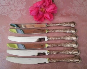 VINTAGE RODD CAMILLE DINNER KNIVES X6 SILVER PLATED KNIVES 24CM see LOTS MORE** - Picture 1 of 6