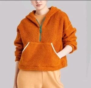 Damen Wild Fable Half-Zip Sherpa Anorak Jacke Rost Größe M Neu mit Etikett - Bild 1 von 7