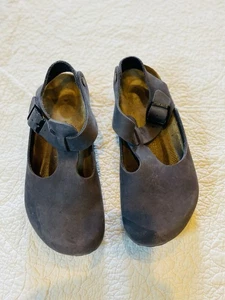 Birkenstock Women's 40 Sandals Paris Bonn Dark Grey Leather Slingback Clogs - Picture 1 of 6