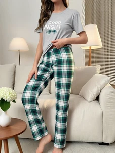 Womens Pyjama Set Loungewear Ladies Satin Silky Satin Sleepwear PJS Nightwear UK - Picture 1 of 6