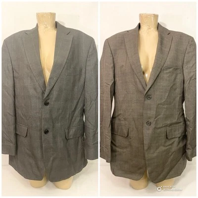 (2) Lote Chaqueta Haggar Talla 42R 43" Forro Botones Bolsillos Beige Gris Abrigo de Trabajo Foto 1 de 4