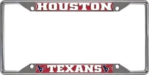Houston Texans Metal License Plate Frame Chrome Tag Cover 6x12 Inch - Picture 1 of 4