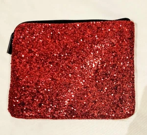 New Red Sparkle Cosmetic Bag - NWOT - 7.25" x 6" - Picture 1 of 2