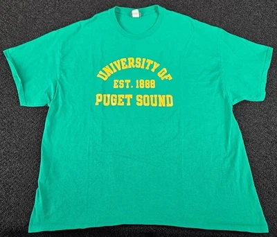 VINTAGE University Of Puget Sound T-Shirt 3XL Green MV Sport - Image 1 of 4