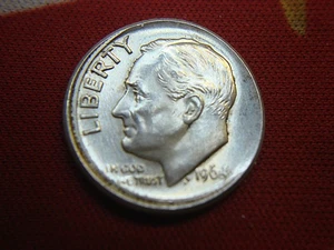 1964 ROOSEVELT DIME - OFF-CENTER STRIKE - HIGH END MINT ERROR - Picture 1 of 10