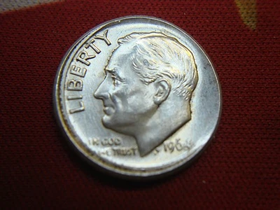 1964 ROOSEVELT DIME - OFF-CENTER STRIKE - HIGH END MINT ERROR - Image 1 of 4