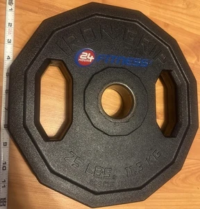 (1) Einzelne 25 Pfund Eisengriff Urethan beschichtete olympische Hantelscheibe 2" 25 Pfund - Bild 1 von 18