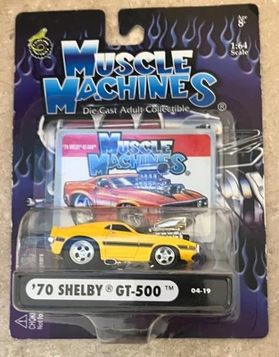 '70  FORD SHLEBY GT-500 YELLOW MUSCLE MACHINES 1:64 DIECAST CAR  04-19 - Image 1 of 4