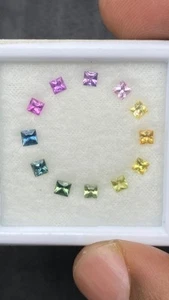 Rainbow Sapphire 12 pcs Natural Princess cut Faceted loose earth mined gemstones - Picture 1 of 4