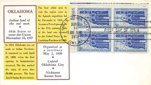 1092 3c OKLAHOMA - Von Ohlen Gütesiegel - Plate Block of 4 - Bild 1 von 1