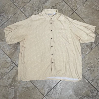 Camisa Caribbean Joe XXL Seda Algodón Abotonada Patrón Beige Para Hombre Foto 1 de 4