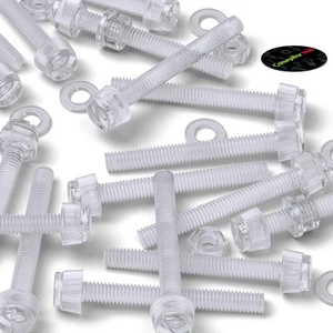 50x Clear Acrylic Thumbscrews knurled M6x 50mm (15/64x 1 37/64 in) nuts bolts - Picture 1 of 9