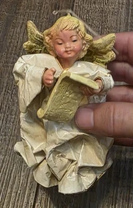 Vintage Paper Mache Christmas Angel Ornament 4.5" Beautiful - Picture 1 of 8