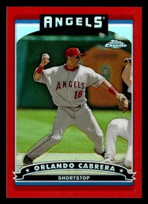 2006 TOPPS CHROME ORLANDO CABRERA 149 RED REFRACTORS 87/90 LOS ANGELES ANGELS - Image 1 of 2