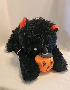 BJ Toy Co Inc. Halloween Plush Black Cat With Jack-o'-Lantern VINTAGE 24" - Picture 1 of 10