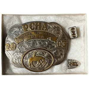 Vintage 2003 Kathy's Sterling Overlay PCHA Trophy Belt Youth Trail Top Ten - Picture 1 of 6