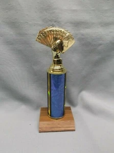 Brücke Hand Trophäe blaue Säule Nussbaum Holz Sockel Auszeichnung - Bild 1 von 1