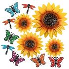 12 Pcs Metal Sunflower Wall Decor Colorful Metal Dragonfly Vibrant Style