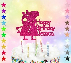 Topper personalizado para pastel de cumpleaños Peppa Pig brillo de una sola cara - Imagen 1 de 1