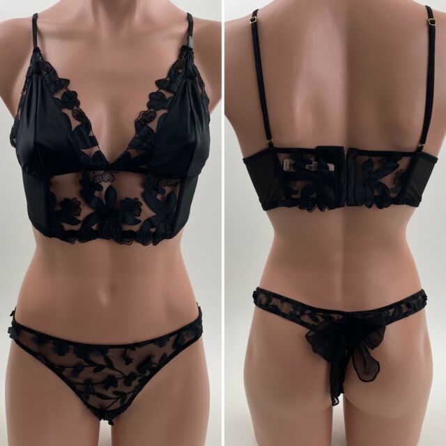 Women Sexy Slim Bra Thongs Set Lace Straps Lingerie Underwear, Size:  S(Black), snatcher