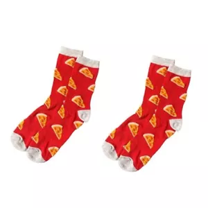 New 2-Pack Men's Pizza Pattern Red/Gray Crew Socks Size 10-13 (2 paires) - Picture 1 of 3