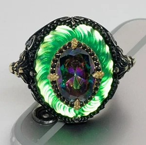Fabulous Vintage Sterling Silver Ring Quartz Aurora Zorbey Designer Jewelry Rare - Picture 1 of 14