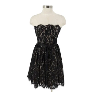 Robert Rodriguez Fit Flare Cocktail Dress Black Lace Strapless NWT Womens 2 - Picture 1 of 12