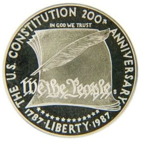 Moneda conmemorativa de $1 dólar de plata prueba 1987 Constitución de los Estados Unidos sin circular - Imagen 1 de 12