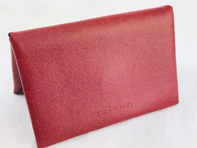 KITON Portatarjetas de Visita Billetera Estuche de Cuero Rojo Tarjetas de Crédito Dinero Snap Foto 1 de 4