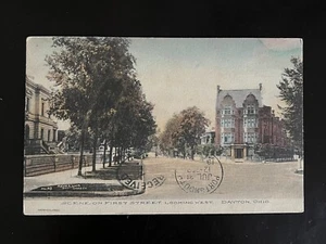Antique 1908 Postcard - Scene on First Street, Looking West, Dayton, Ohio - Picture 1 of 2