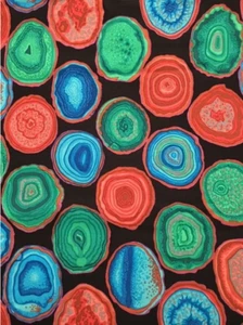 KAFFE FASSETT PHILIP JACOBS GEODES PJ99 BLACK STONES ROCKS COTTON FABRIC HALF YD - Picture 1 of 2