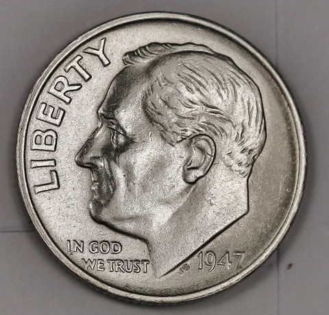 1947-s Roosevelt Dime.  White No Toning.  Inventory I.   176324 Cover