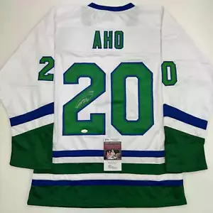 Autographed/Signed Sebastian Aho Hartford White Retro Hockey Jersey JSA COA - Picture 1 of 4