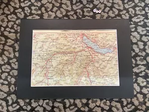 Antique map of SWITZERLAND lithograph Cartography , LAKE OF THUN c1912 Rare - Picture 1 of 4