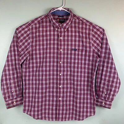 Chaps Easy Care Mens Button Down Shirt Size XXL 2XL Long Sleeve Plaid Red READ - Image 1 of 4