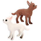 Chihuahua Model Toy Mini Dog Figurines for Cake - 2pcs