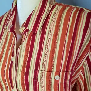 Liz Claiborne  Size XL Autumn Burnt Orange Red Stripe Shirt Office Casual T45 - Picture 1 of 5