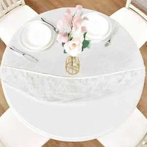 round Waterproof Table Cover Elastic Tablecloth Vinyl Fitted Table Cover Elastic - Picture 1 of 12