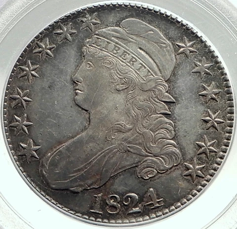 1824 UNITED STATES Capped Liberty Bust Half Dollar Silver US Coin PCGS AU i75903 Cover
