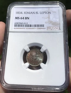 Ionian Islands: 1834 Lepton NGC MS64 BN KM# 34 - Picture 1 of 4