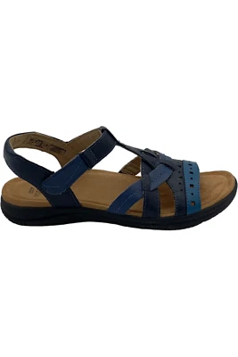 Sandalias cómodas de cuero Earth Origins Savanna azul marino Foto 1 de 4