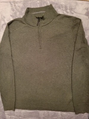 Smartwool Merino Wool 1/4 Quarter Zip Sweater Men Large Dark Green Nylon Preppy - Image 1 of 4