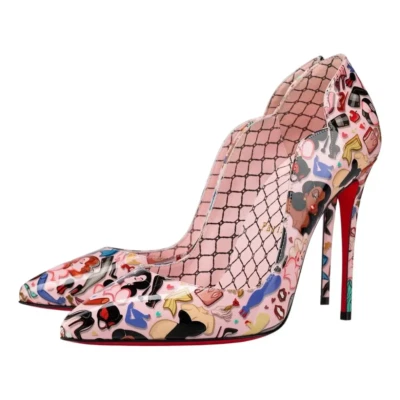 Christian Louboutin Hot Chick 100 Pink Patent Leather Bored Red Heel Pump 39 - Image 1 of 4