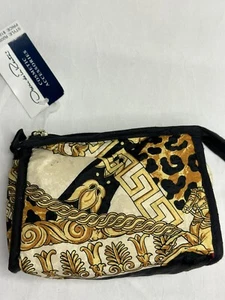 OSCAR DE LA RENTA Silk Fabric Toiletries Travel Bag Cosmetic Greek Baroque NEW! - Picture 1 of 8